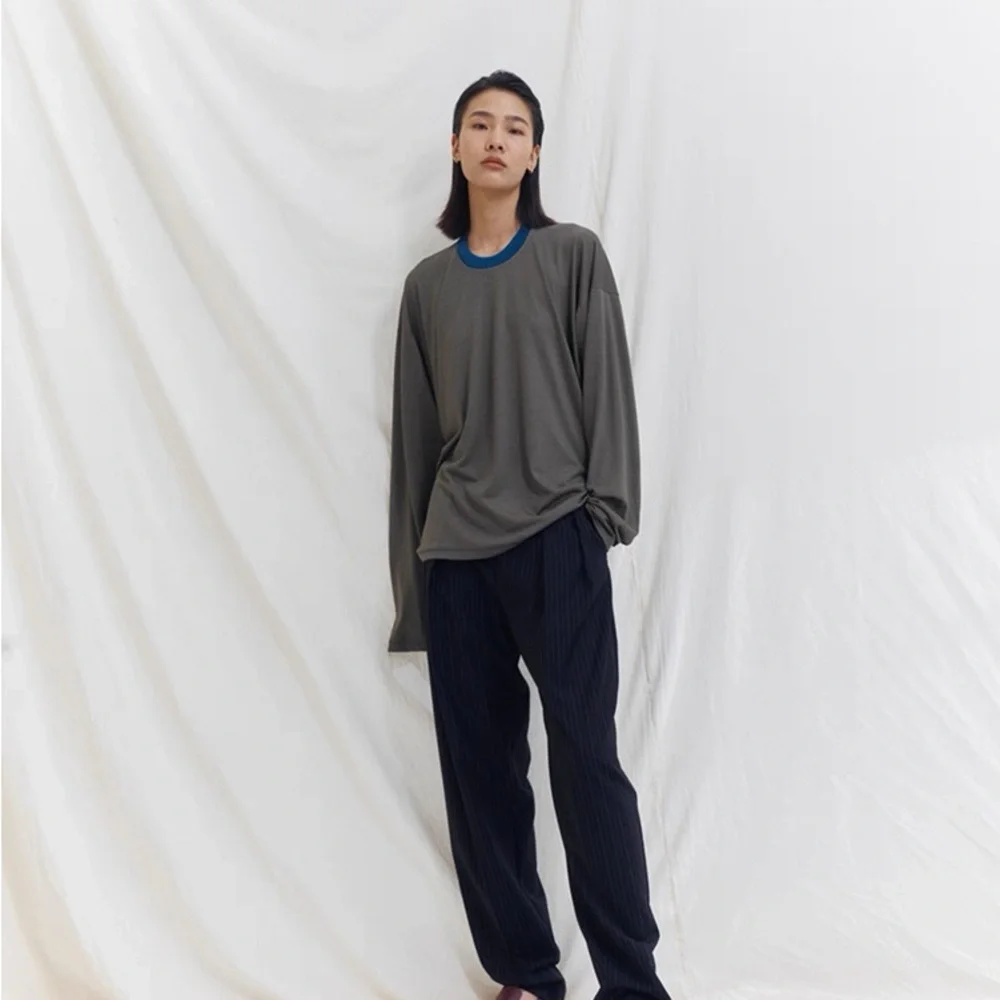 CHICJOC Women Oversized Merino Wool Sweater 100% Australian fine wool grey sz 36